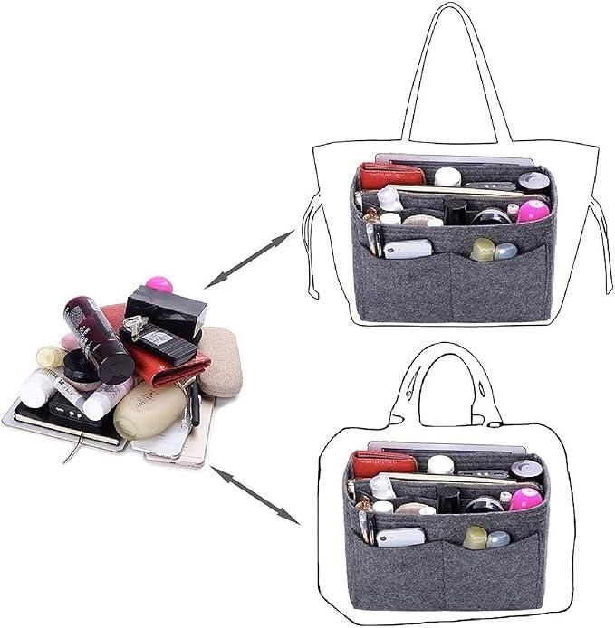 Handbag organiser insert - Felt Purse Organiser Insert with Multiple Compartments