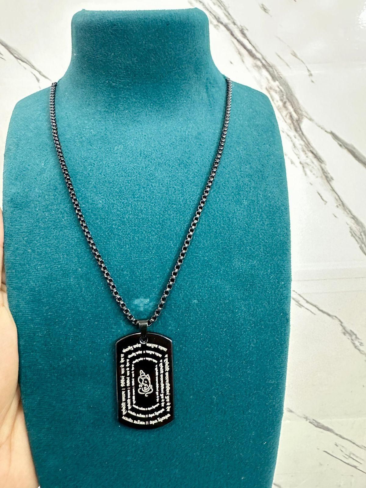 Devotional Ganpati Shlok Tag Pendant with Chain