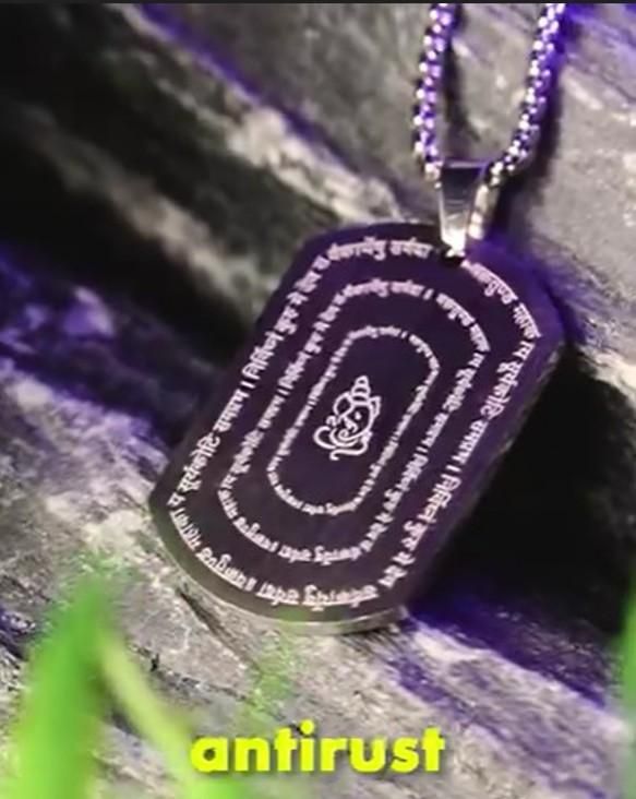 Devotional Ganpati Shlok Tag Pendant with Chain