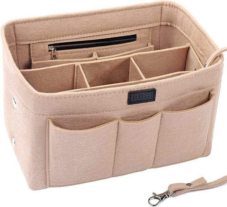 Handbag organiser insert - Felt Purse Organiser Insert with Multiple Compartments