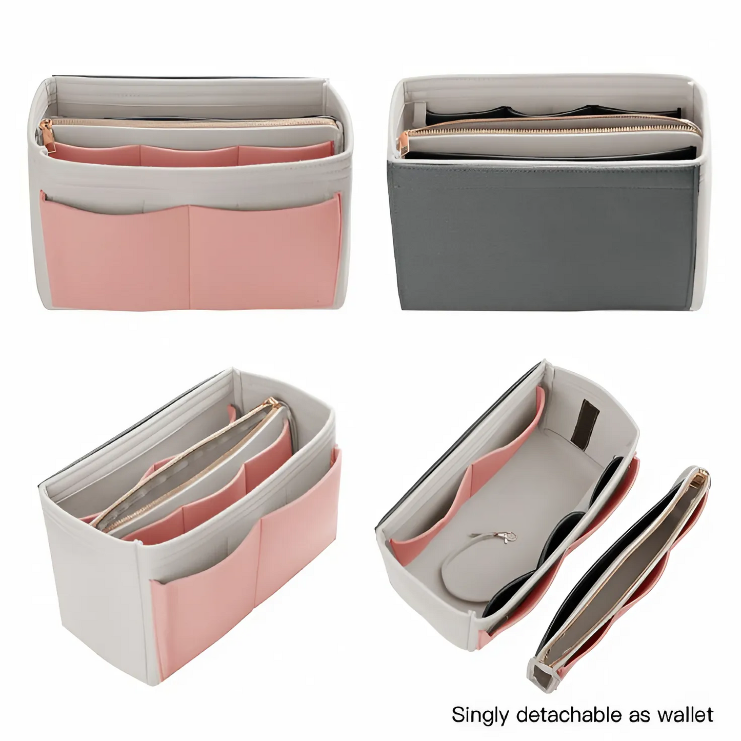 Handbag organiser insert - Felt Purse Organiser Insert with Multiple Compartments